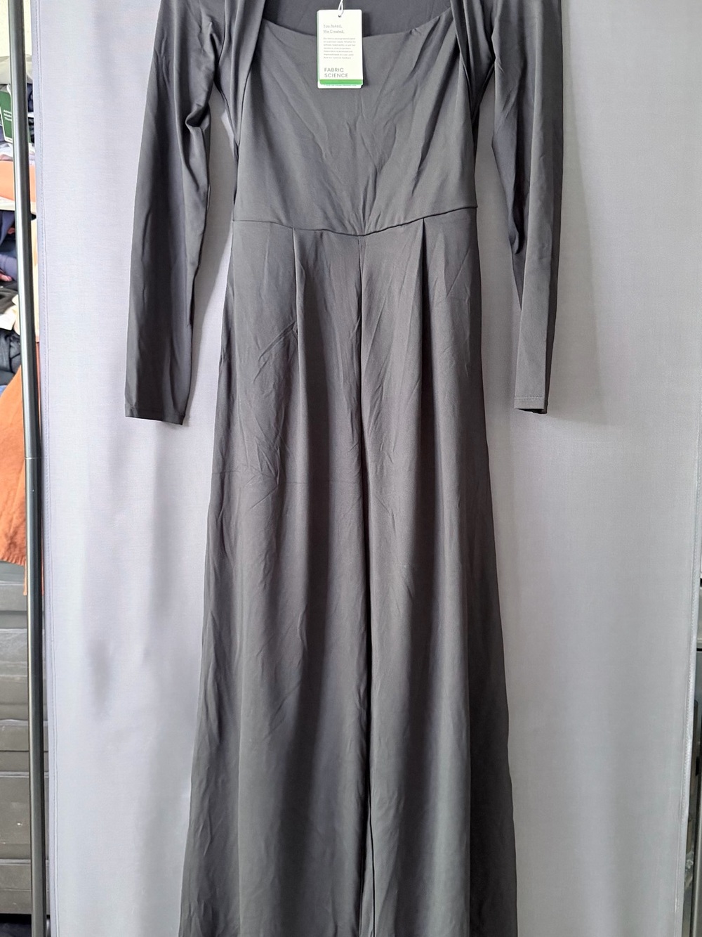 HALARA Black Long-Sleeve Square Neck Jumpsuit